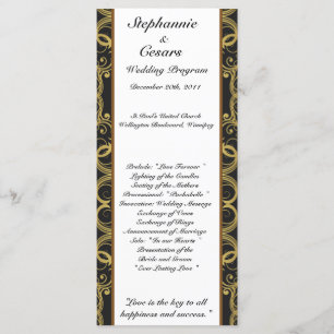 25 4x9 Programme de mariage Gold et Black Damask