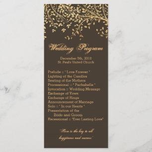 25 4x9 Programme de mariage Gold Foil Arbre Feuill