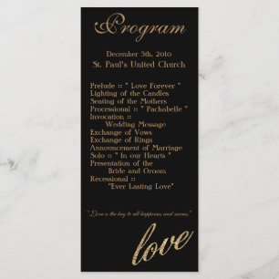25 4x9 Programme de mariage Gold Foil Parties scin