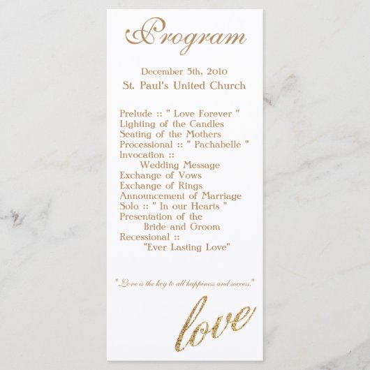 25 4x9 Programme de mariage Gold Foil Parties scin (Devant)