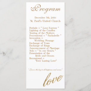 25 4x9 Programme de mariage Gold Foil Parties scin