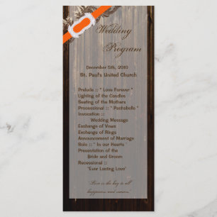 25 4x9 Programme de mariage Grange Wood Rustic Cou