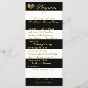 25 4x9 Programme de mariage Grille moderne Noir Bl