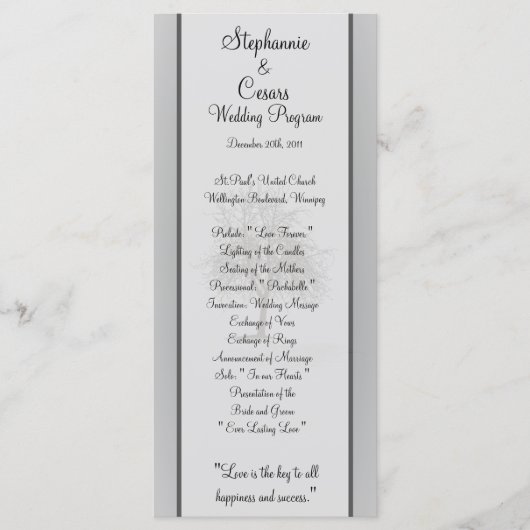 25 4x9 Programme de mariage Gris Arbres d'hiver Ne (Devant)