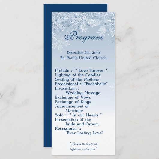 25 4x9 Programme de mariage Hiver Wonderland Trees (Devant / Derrière)