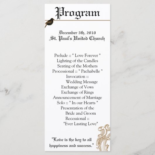 25 4x9 Programme de mariage Inséparables officiels (Devant)