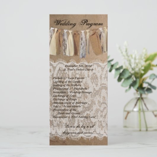 25 4x9 Programme de mariage Kraft sac en papier Bu (Debout devant)