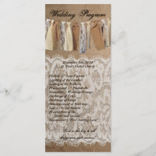 25 4x9 Programme de mariage Kraft sac en papier Bu