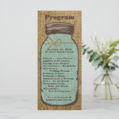 25 4x9 Programme de mariage Mason Jar Burlap Pays (Debout devant)