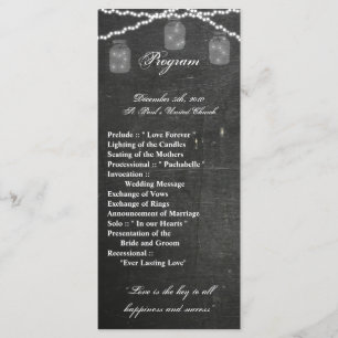 25 4x9 Programme de mariage Mason Jar Cha