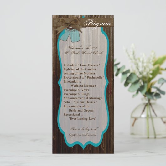 25 4x9 Programme de mariage Mason Jar Initiales ru (Debout devant)