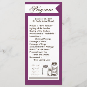 25 4x9 Programme de mariage Mason Jar Pays Rustiqu