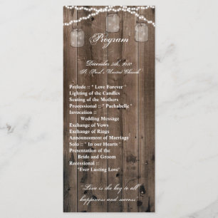 25 4x9 Programme de mariage Mason Jar String Light