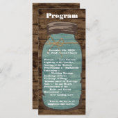 25 4x9 Programme de mariage Mason Jar Wood Pays (Devant / Derrière)
