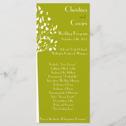 25 4x9 Programme de mariage Moderne Arbres verts b (Devant)