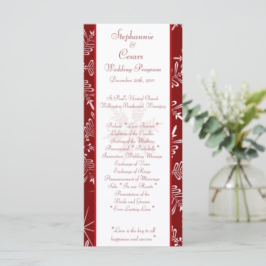 25 4x9 Programme de mariage Noël Red Snowflakes (Debout devant)