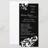 25 4x9 Programme de mariage Noir Blanc Floral Fili (Devant / Derrière)