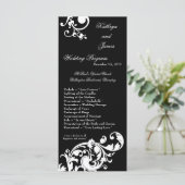 25 4x9 Programme de mariage Noir Blanc Floral Fili (Debout devant)