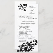 25 4x9 Programme de mariage Noir Blanc Floral Fili (Devant / Derrière)