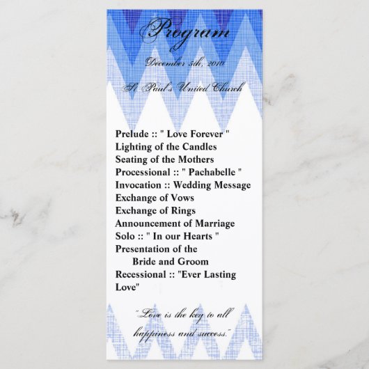 25 4x9 Programme de mariage Ombre Blue Chevron (Devant)