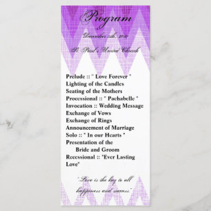 25 4x9 Programme de mariage Ombre Purple Chevron