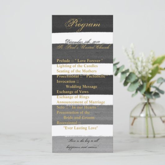 25 4x9 Programme de mariage Ombre Stripe Black Lin (Debout devant)