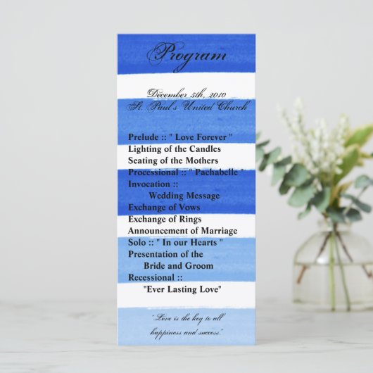 25 4x9 Programme de mariage Ombre Stripe Blue Line (Debout devant)