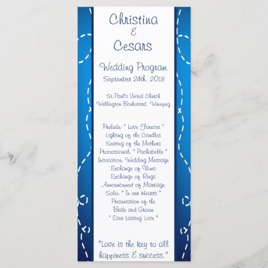 25 4x9 Programme de mariage Papier Plan Blue Swirl (Devant)