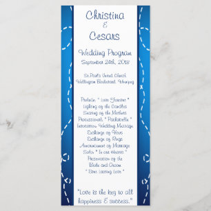 25 4x9 Programme de mariage Papier Plan Blue Swirl