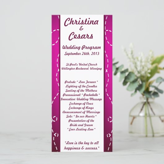 25 4x9 Programme de mariage Papier Plan Purple Loo (Debout devant)
