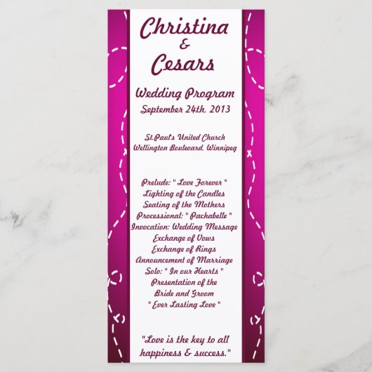 25 4x9 Programme de mariage Papier Plan Purple Loo (Devant)