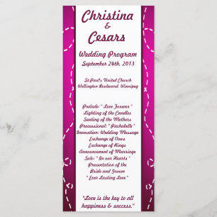 25 4x9 Programme de mariage Papier Plan Purple Loo
