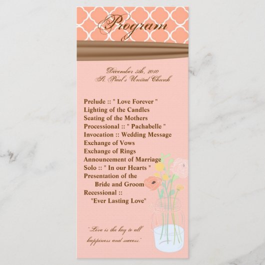 25 4x9 Programme de mariage Pays Mason Fleurs Jar (Devant)