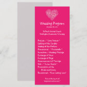 25 4x9 Programme de mariage Pétales floraux roses (Devant / Derrière)