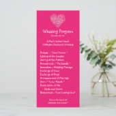 25 4x9 Programme de mariage Pétales floraux roses (Debout devant)