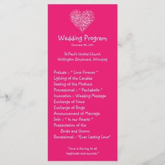 25 4x9 Programme de mariage Pétales floraux roses (Devant)