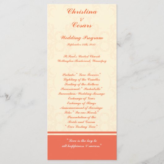 25 4x9 Programme de mariage Pinkish/Peach Formal S (Devant)