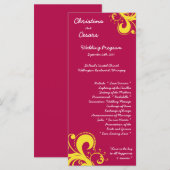 25 4x9 Programme de mariage Points Hot rose/Jaune (Devant / Derrière)