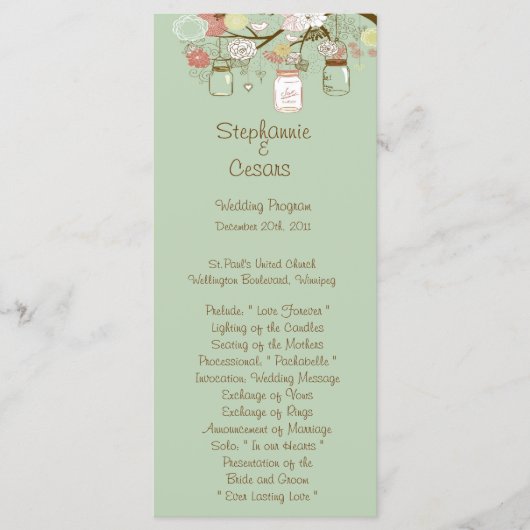 25 4x9 Programme de mariage Printemps Floral Mason (Devant)