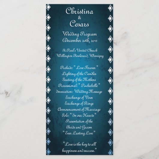 25 4x9 Programme de mariage Profond Marocain Bleu (Devant)