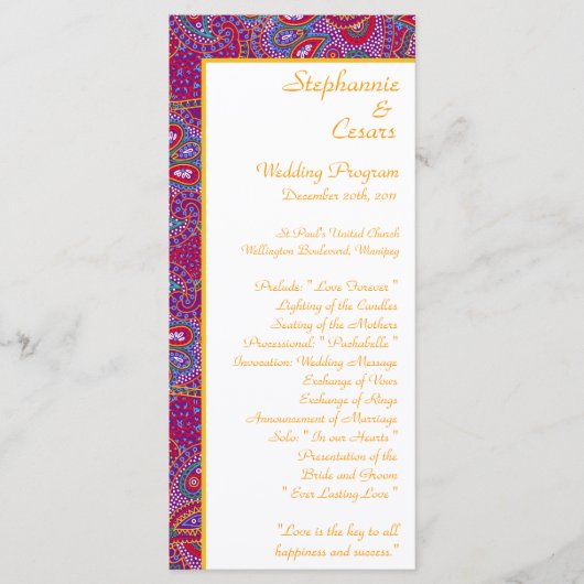 25 4x9 Programme de mariage Purple Palace Inde (Devant)