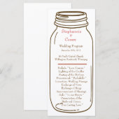 25 4x9 Programme de mariage Rose/Brown Mason Jar (Devant / Derrière)