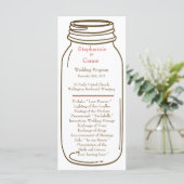 25 4x9 Programme de mariage Rose/Brown Mason Jar (Debout devant)