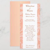 25 4x9 Programme de mariage Rose Brown sur Pink Fl (Devant / Derrière)