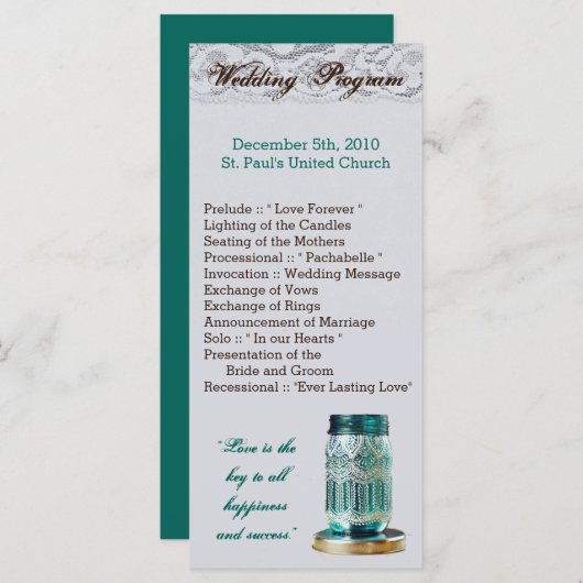 25 4x9 Programme de mariage rustique Pays Mason Ja (Devant / Derrière)