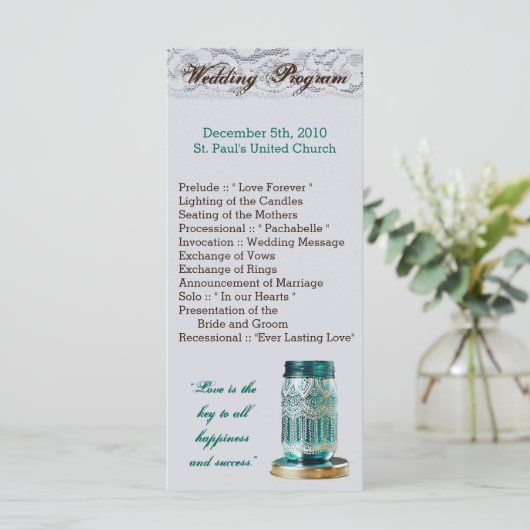 25 4x9 Programme de mariage rustique Pays Mason Ja (Debout devant)