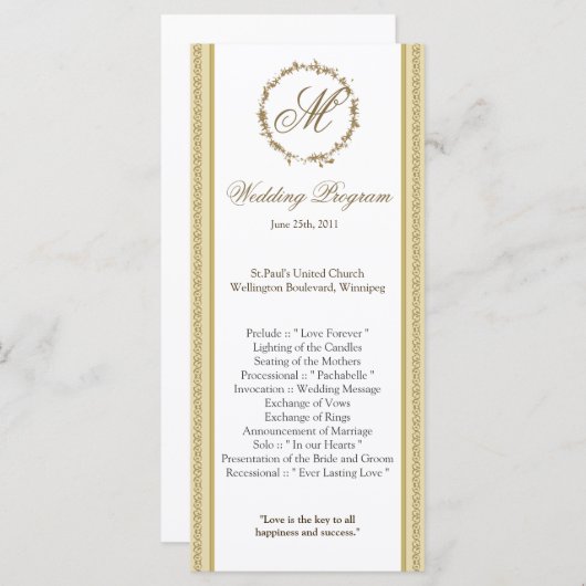 25 4x9 Programme de mariage Sandy Beach (Devant / Derrière)