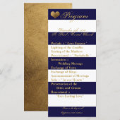 25 4x9 Programme de mariage Stripe moderne Marine  (Devant / Derrière)