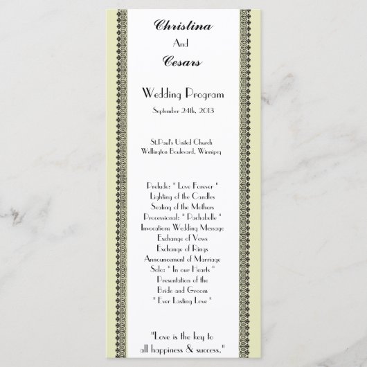 25 4x9 Programme de mariage Vert clair/Gris Mer (Devant)