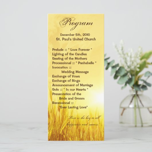 25 4x9 Trouwprogramma Sunrise Tarwe Land Rusti Programma (Staand voorkant)